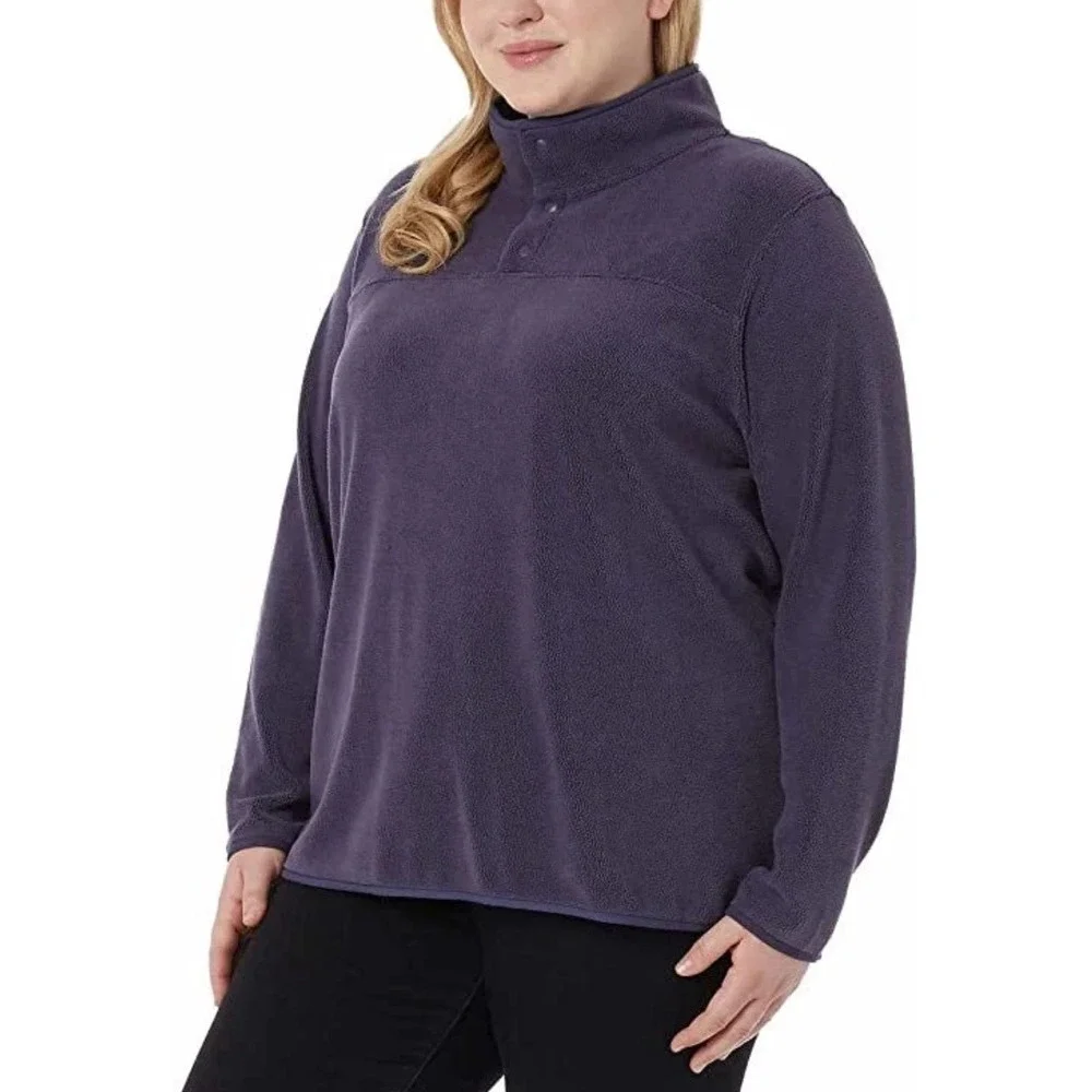 NEW 32 Degrees Women's XL‎ Snap Arctic Fleece Pullover Stretch Comfort Soft
